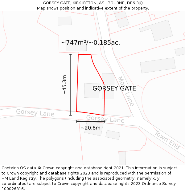 GORSEY GATE, KIRK IRETON, ASHBOURNE, DE6 3JQ: Plot and title map