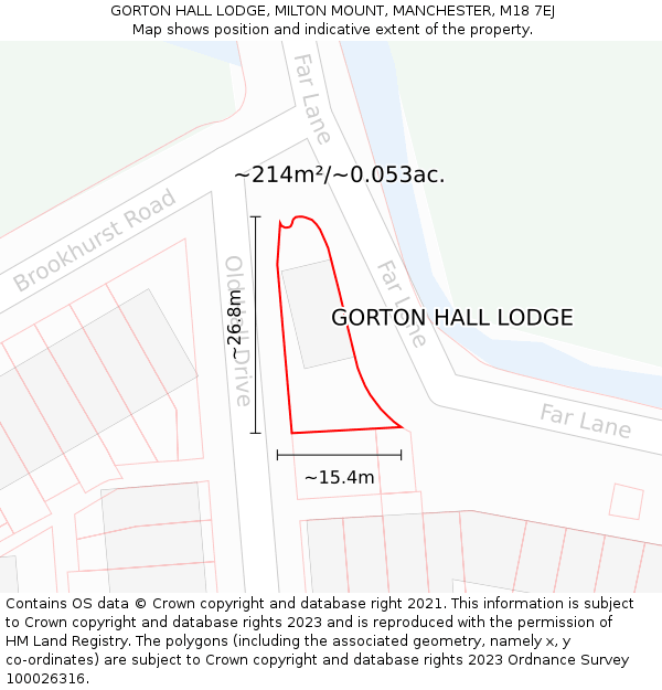 GORTON HALL LODGE, MILTON MOUNT, MANCHESTER, M18 7EJ: Plot and title map