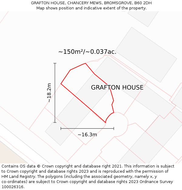 GRAFTON HOUSE, CHANCERY MEWS, BROMSGROVE, B60 2DH: Plot and title map