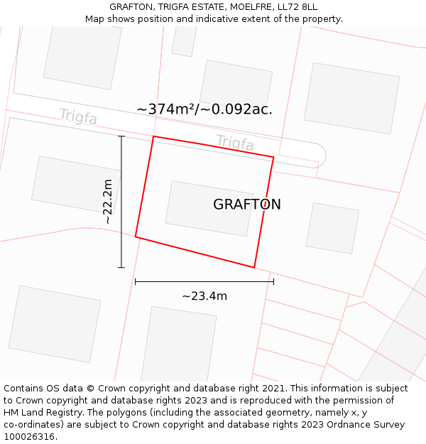 GRAFTON, TRIGFA ESTATE, MOELFRE, LL72 8LL: Plot and title map