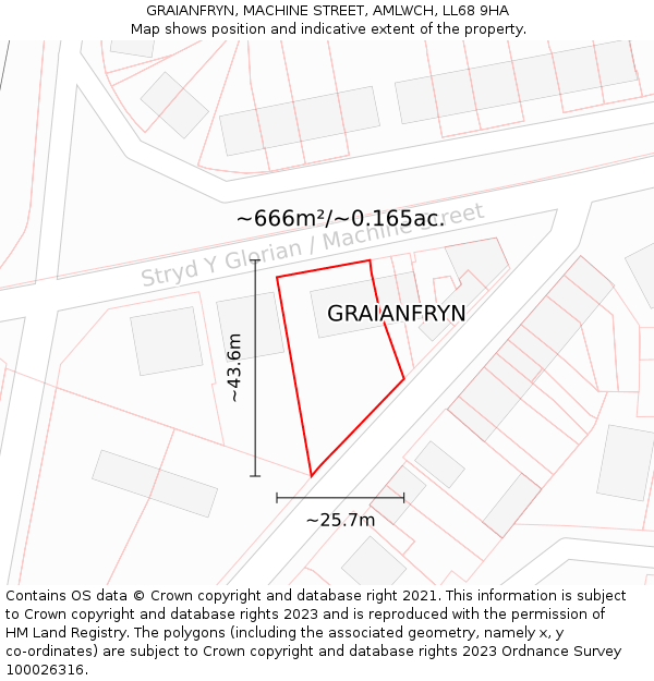 GRAIANFRYN, MACHINE STREET, AMLWCH, LL68 9HA: Plot and title map