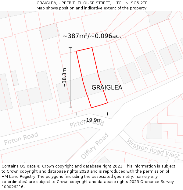 GRAIGLEA, UPPER TILEHOUSE STREET, HITCHIN, SG5 2EF: Plot and title map