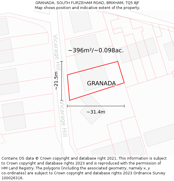 GRANADA, SOUTH FURZEHAM ROAD, BRIXHAM, TQ5 8JF: Plot and title map