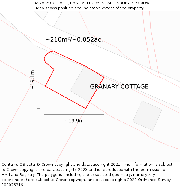 GRANARY COTTAGE, EAST MELBURY, SHAFTESBURY, SP7 0DW: Plot and title map