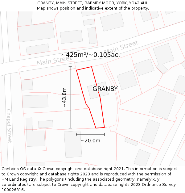 GRANBY, MAIN STREET, BARMBY MOOR, YORK, YO42 4HL: Plot and title map