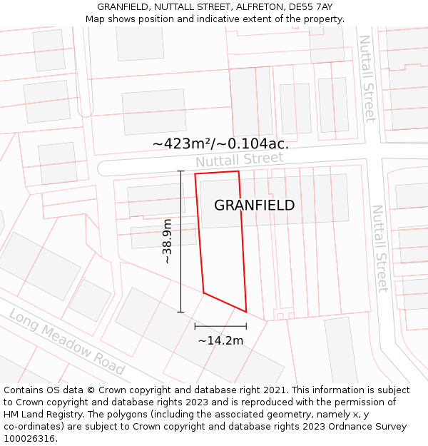 GRANFIELD, NUTTALL STREET, ALFRETON, DE55 7AY: Plot and title map