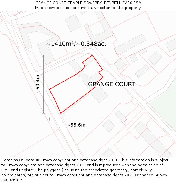 GRANGE COURT, TEMPLE SOWERBY, PENRITH, CA10 1SA: Plot and title map