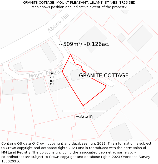 GRANITE COTTAGE, MOUNT PLEASANT, LELANT, ST IVES, TR26 3ED: Plot and title map