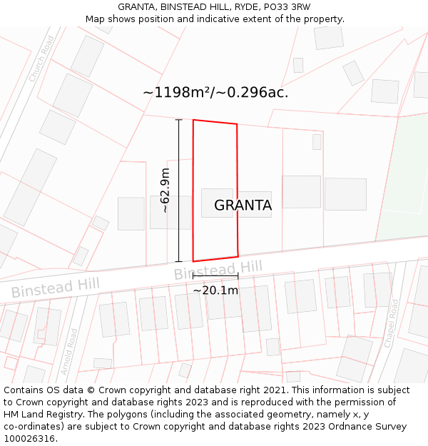 GRANTA, BINSTEAD HILL, RYDE, PO33 3RW: Plot and title map