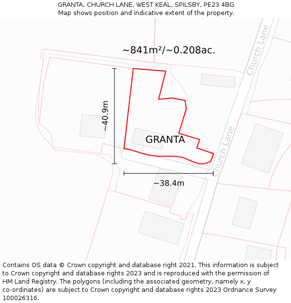 GRANTA, CHURCH LANE, WEST KEAL, SPILSBY, PE23 4BG: Plot and title map