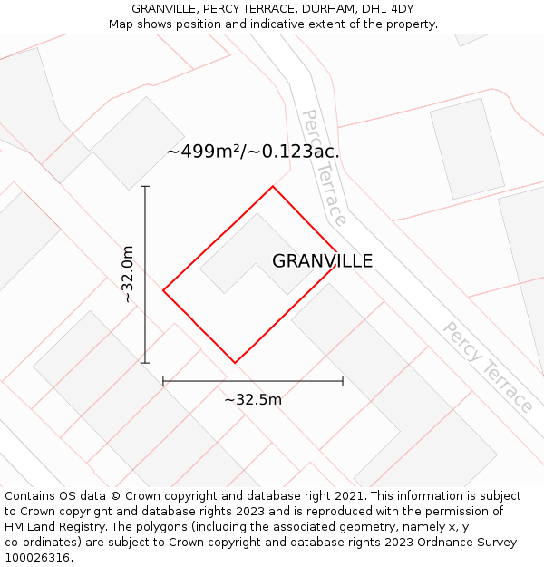 GRANVILLE, PERCY TERRACE, DURHAM, DH1 4DY: Plot and title map