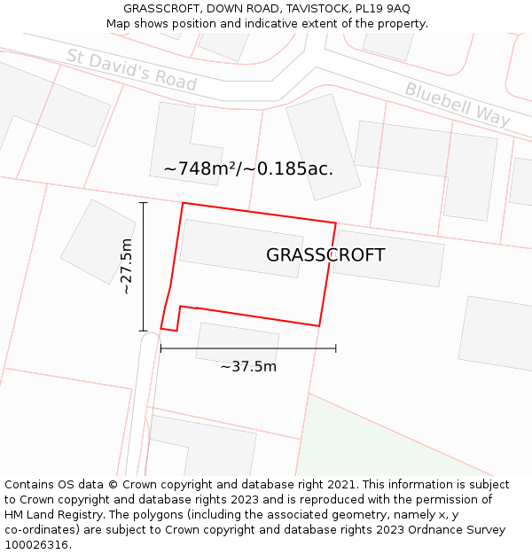 GRASSCROFT, DOWN ROAD, TAVISTOCK, PL19 9AQ: Plot and title map