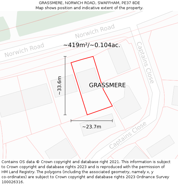 GRASSMERE, NORWICH ROAD, SWAFFHAM, PE37 8DE: Plot and title map
