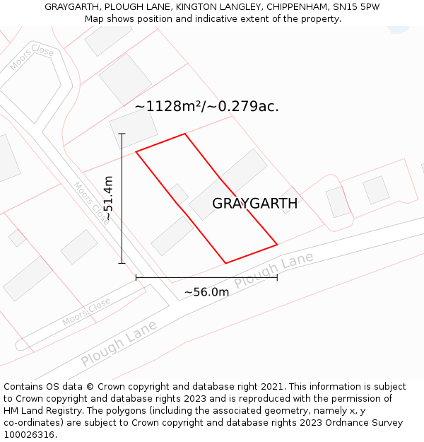 GRAYGARTH, PLOUGH LANE, KINGTON LANGLEY, CHIPPENHAM, SN15 5PW: Plot and title map