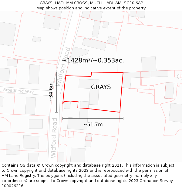 GRAYS, HADHAM CROSS, MUCH HADHAM, SG10 6AP: Plot and title map