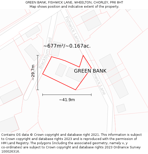 GREEN BANK, FISHWICK LANE, WHEELTON, CHORLEY, PR6 8HT: Plot and title map