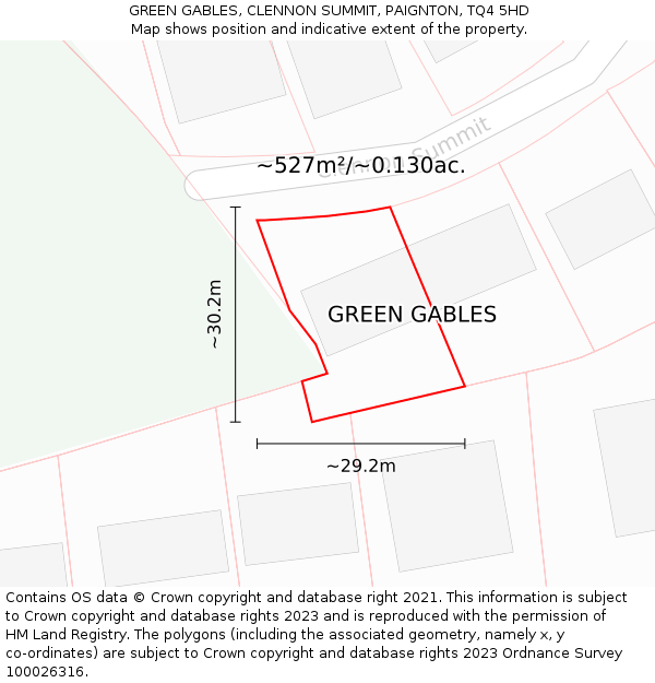 GREEN GABLES, CLENNON SUMMIT, PAIGNTON, TQ4 5HD: Plot and title map
