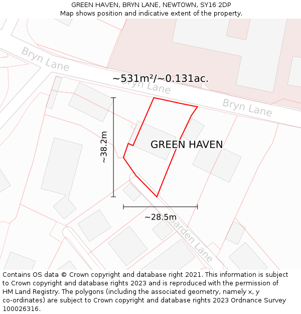 GREEN HAVEN, BRYN LANE, NEWTOWN, SY16 2DP: Plot and title map