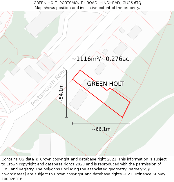 GREEN HOLT, PORTSMOUTH ROAD, HINDHEAD, GU26 6TQ: Plot and title map