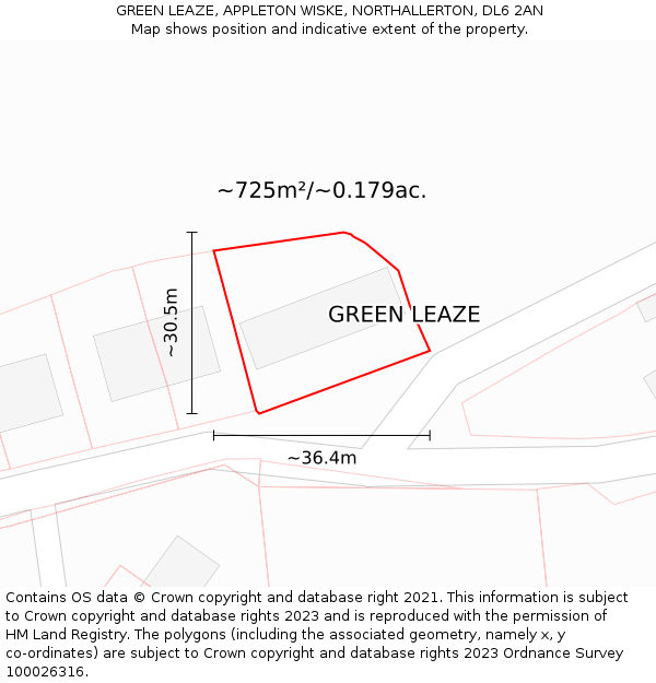 GREEN LEAZE, APPLETON WISKE, NORTHALLERTON, DL6 2AN: Plot and title map