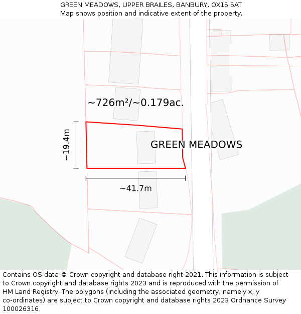 GREEN MEADOWS, UPPER BRAILES, BANBURY, OX15 5AT: Plot and title map