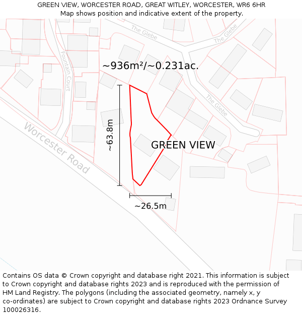 GREEN VIEW, WORCESTER ROAD, GREAT WITLEY, WORCESTER, WR6 6HR: Plot and title map