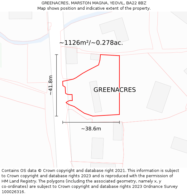 GREENACRES, MARSTON MAGNA, YEOVIL, BA22 8BZ: Plot and title map