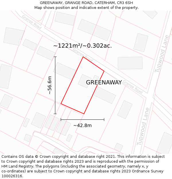 GREENAWAY, GRANGE ROAD, CATERHAM, CR3 6SH: Plot and title map