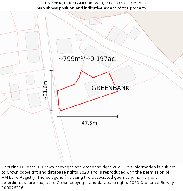 GREENBANK, BUCKLAND BREWER, BIDEFORD, EX39 5LU: Plot and title map