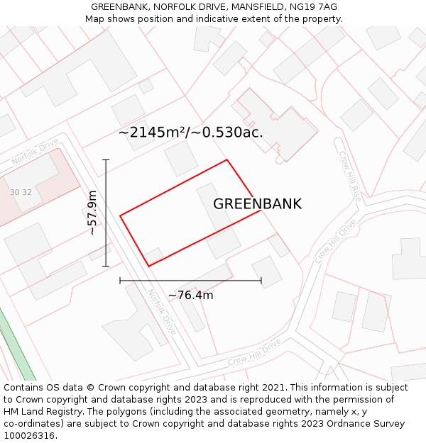 GREENBANK, NORFOLK DRIVE, MANSFIELD, NG19 7AG: Plot and title map