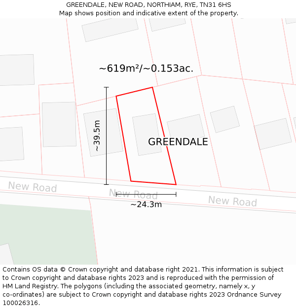 GREENDALE, NEW ROAD, NORTHIAM, RYE, TN31 6HS: Plot and title map