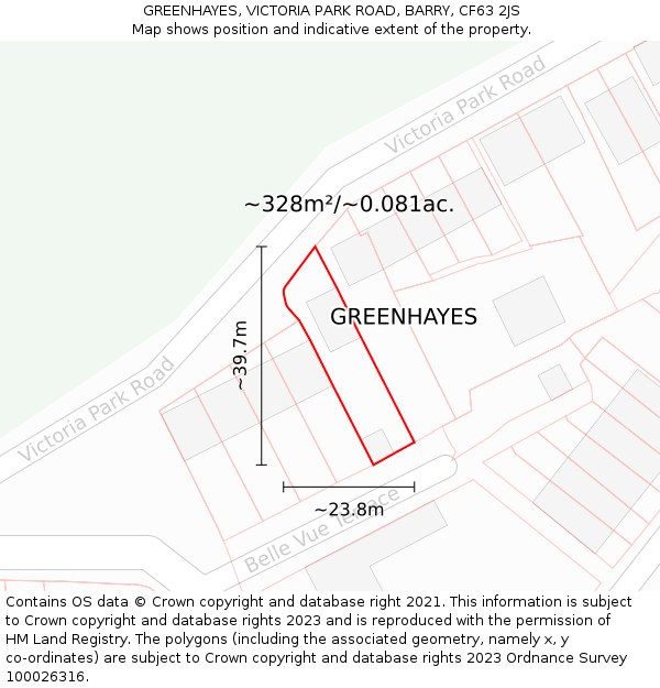 GREENHAYES, VICTORIA PARK ROAD, BARRY, CF63 2JS: Plot and title map