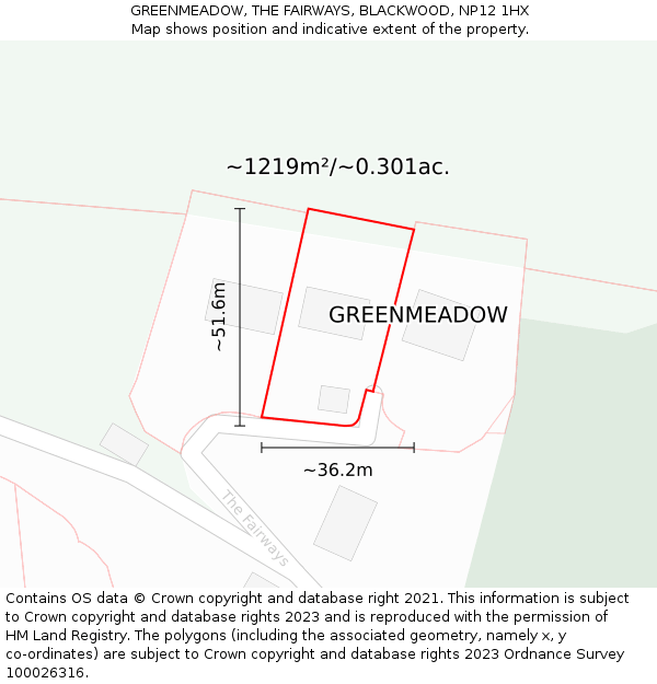 GREENMEADOW, THE FAIRWAYS, BLACKWOOD, NP12 1HX: Plot and title map