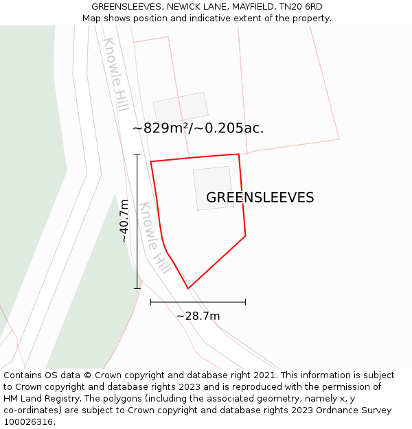 GREENSLEEVES, NEWICK LANE, MAYFIELD, TN20 6RD: Plot and title map