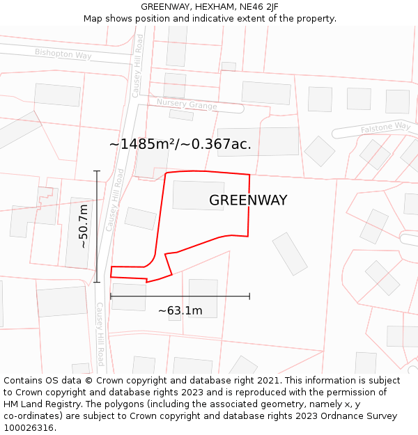 GREENWAY, HEXHAM, NE46 2JF: Plot and title map