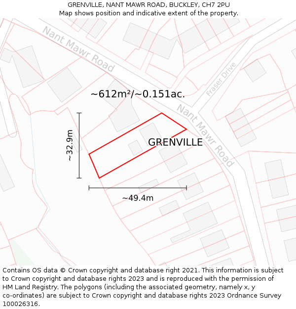 GRENVILLE, NANT MAWR ROAD, BUCKLEY, CH7 2PU: Plot and title map