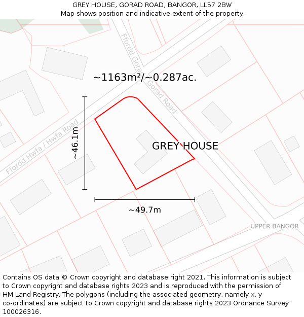 GREY HOUSE, GORAD ROAD, BANGOR, LL57 2BW: Plot and title map