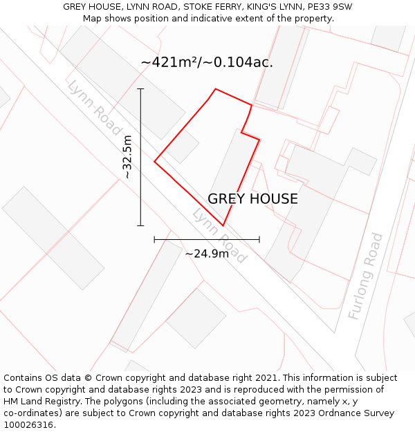 GREY HOUSE, LYNN ROAD, STOKE FERRY, KING'S LYNN, PE33 9SW: Plot and title map