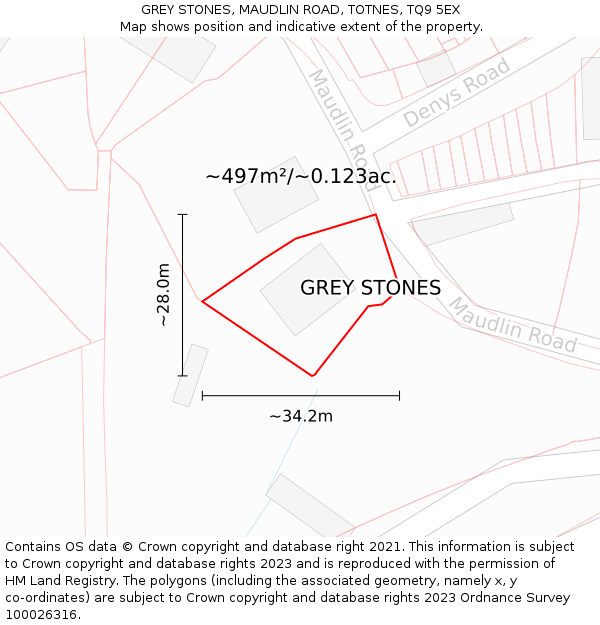 GREY STONES, MAUDLIN ROAD, TOTNES, TQ9 5EX: Plot and title map