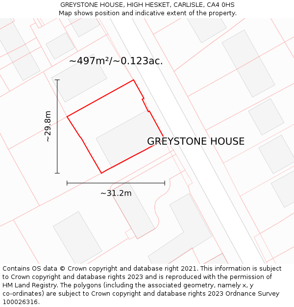 GREYSTONE HOUSE, HIGH HESKET, CARLISLE, CA4 0HS: Plot and title map