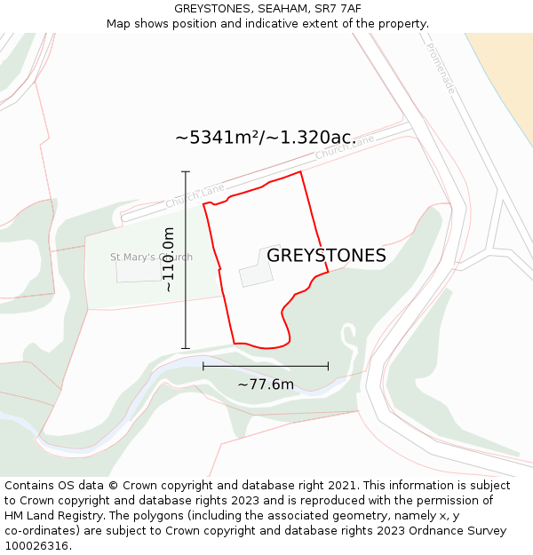 GREYSTONES, SEAHAM, SR7 7AF: Plot and title map