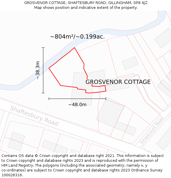 GROSVENOR COTTAGE, SHAFTESBURY ROAD, GILLINGHAM, SP8 4JZ: Plot and title map