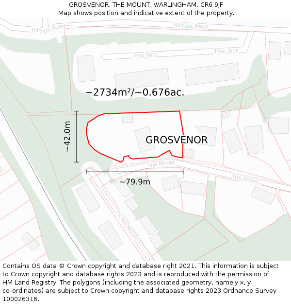GROSVENOR, THE MOUNT, WARLINGHAM, CR6 9JF: Plot and title map