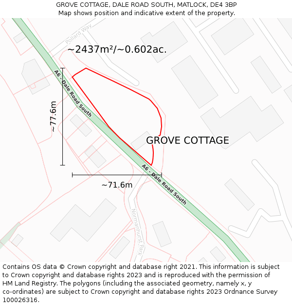 GROVE COTTAGE, DALE ROAD SOUTH, MATLOCK, DE4 3BP: Plot and title map