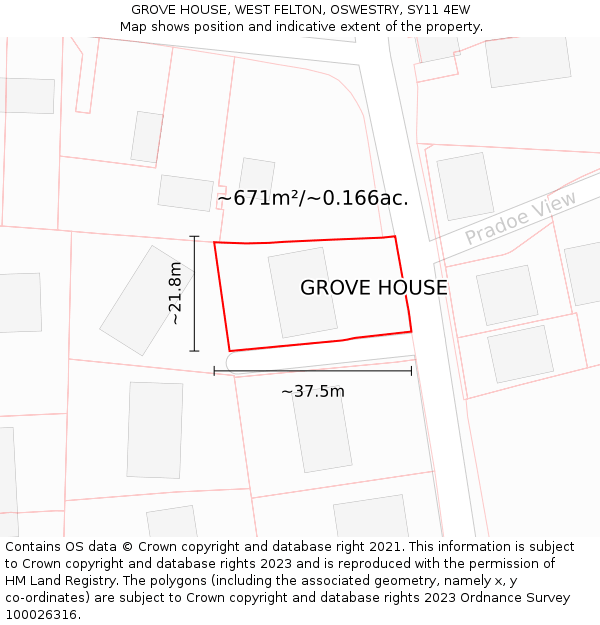 GROVE HOUSE, WEST FELTON, OSWESTRY, SY11 4EW: Plot and title map