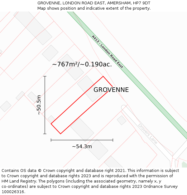 GROVENNE, LONDON ROAD EAST, AMERSHAM, HP7 9DT: Plot and title map