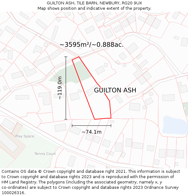 GUILTON ASH, TILE BARN, NEWBURY, RG20 9UX: Plot and title map