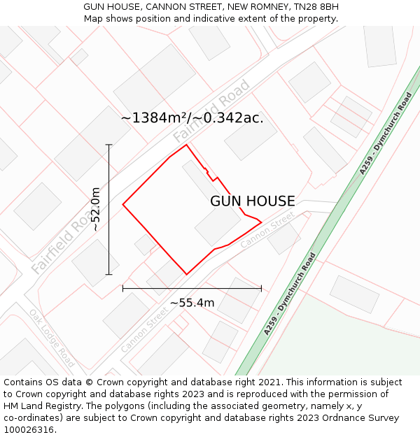 GUN HOUSE, CANNON STREET, NEW ROMNEY, TN28 8BH: Plot and title map