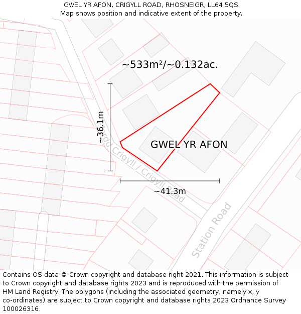 GWEL YR AFON, CRIGYLL ROAD, RHOSNEIGR, LL64 5QS: Plot and title map