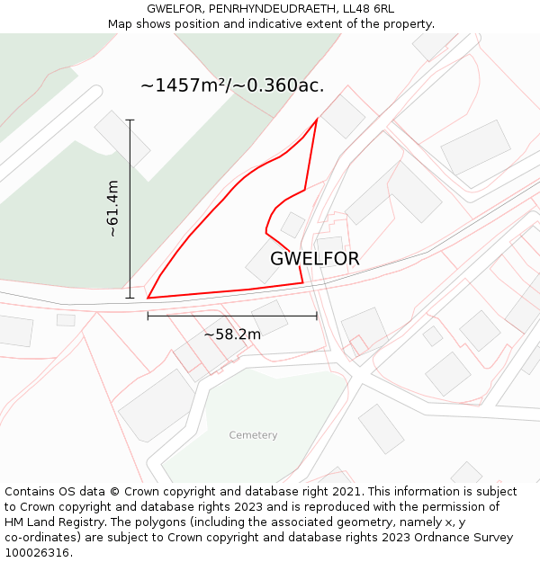 GWELFOR, PENRHYNDEUDRAETH, LL48 6RL: Plot and title map